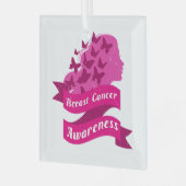 Brustkrebs Bewusstsein Frauen Schmetterling rosa o Ornament Aus Glas (Vorderseite links)