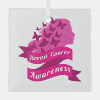 Brustkrebs Bewusstsein Frauen Schmetterling rosa o Ornament Aus Glas