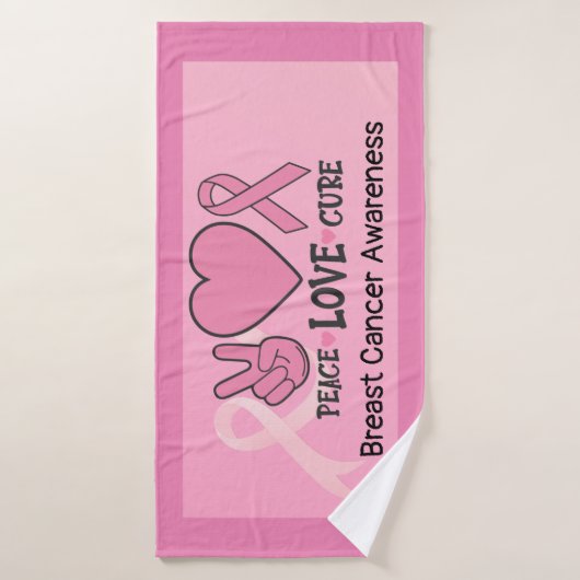 Brustkrebs Bewusstsein Frieden Liebe heilen rosa Badehandtuch (Badehandtuch)