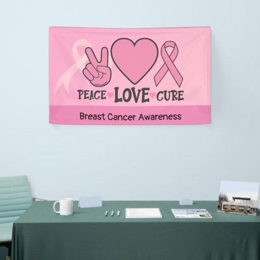 Brustkrebs Bewusstsein Frieden Liebe heilen rosa Banner (Messeveranstaltung)