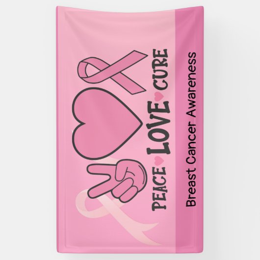 Brustkrebs Bewusstsein Frieden Liebe heilen rosa Banner (Vertikal)