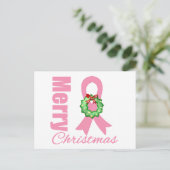 Brustkrebs-Bewusstsein Frohe Weihnachtsband Feiertagspostkarte (Stehend Vorderseite)