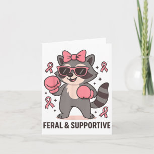 Brustkrebs Bewusstsein Funny Raccoon Feral and Su Karte