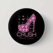 Brustkrebs-Bewusstsein für den Crush Bling Pink Ri Button (Vorderseite)