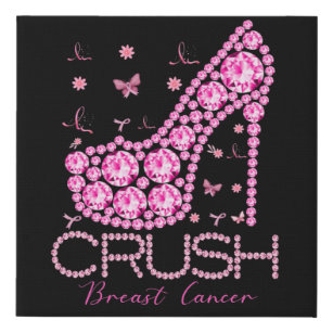 Brustkrebs-Bewusstsein für den Crush Bling Pink Ri Künstlicher Leinwanddruck