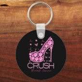 Brustkrebs-Bewusstsein für den Crush Bling Pink Ri Schlüsselanhänger (Vorderseite)