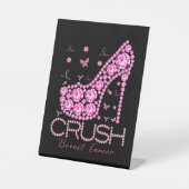 Brustkrebs-Bewusstsein für den Crush Bling Pink Ri Sockelschild (Vorderseite)