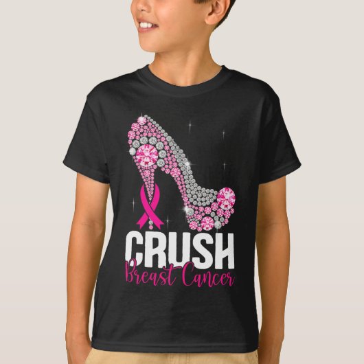 Brustkrebs-Bewusstsein für den Crush Bling Pink Ri T-Shirt (Vorderseite)