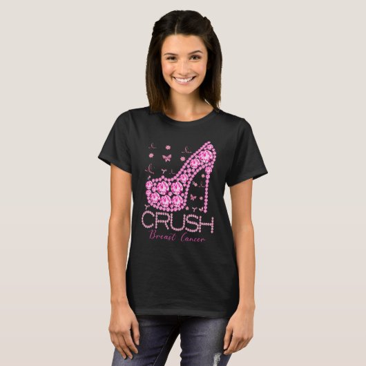 Brustkrebs-Bewusstsein für den Crush Bling Pink Ri T-Shirt (Vorne ganz)