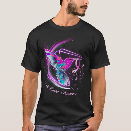 Brustkrebs-Bewusstsein für Hummingvogel_fullpri T-Shirt (Vorderseite)