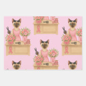 Brustkrebs-Bewusstsein für Katzenliebhaber Rosa Ba Geschenkpapier Set (Vorderseite 3)