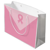 Brustkrebs-Bewusstsein für Katzenliebhaber Rosa Ba Große Geschenktüte (Rückseite Schrägansicht)