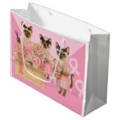Brustkrebs-Bewusstsein für Katzenliebhaber Rosa Ba Große Geschenktüte (Vorderseite Schrägansicht)