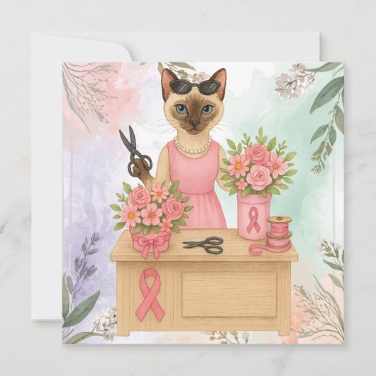 Brustkrebs-Bewusstsein für Katzenliebhaber Rosa Ba Karte (Vorderseite)