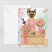 Brustkrebs-Bewusstsein für Katzenliebhaber Rosa Ba Postkarte (Vorne/Hinten)