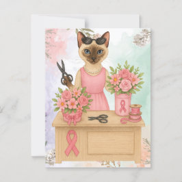 Brustkrebs-Bewusstsein für Katzenliebhaber Rosa Ba Postkarte