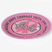 Brustkrebs-Bewusstsein für Tennis-Spieler Pappteller (Schrägansicht)