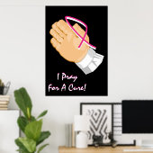 Brustkrebs-Bewusstsein Gebet Hände Poster (Heimbüro)