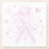 Brustkrebs-Bewusstsein Glasuntersetzer (Rückseite)