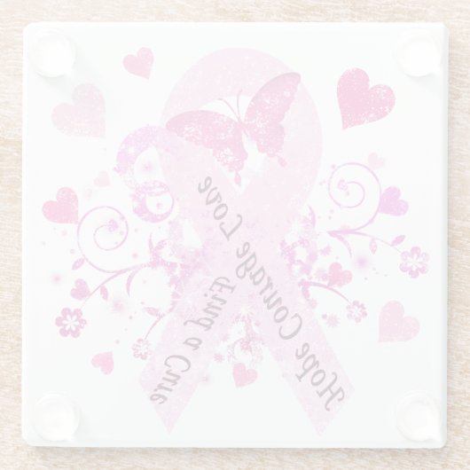 Brustkrebs-Bewusstsein Glasuntersetzer (Rückseite)