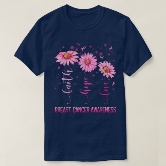 Brustkrebs Bewusstsein Glaube Hoffnung Liebe Blume T-Shirt (Design vorne)