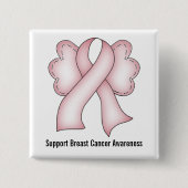 Brustkrebs-Bewusstsein (hellrosa mit Flügeln) Button (Vorderseite)