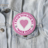Brustkrebs-Bewusstsein Herz Ich trage Rosa für Button (Beispiel)