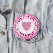 Brustkrebs-Bewusstsein Herz Ich trage Rosa für Button (Beispiel)