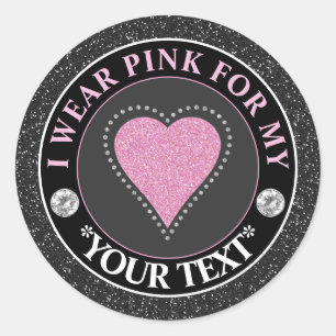 Brustkrebs-Bewusstsein Herz Ich trage Rosa für Runder Aufkleber