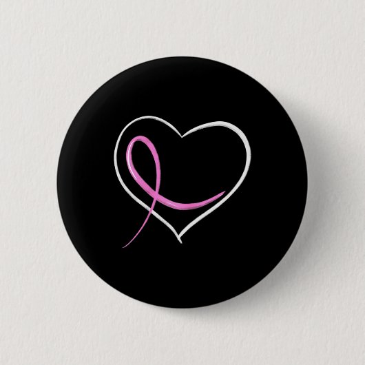 Brustkrebs-Bewusstsein Herzdesign mit rosa Rib Button (Vorderseite)