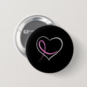 Brustkrebs-Bewusstsein Herzdesign mit rosa Rib Button (Vorne & Hinten)