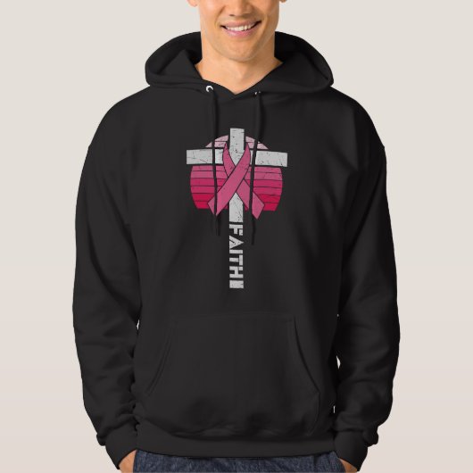 Brustkrebs Bewusstsein Hoffnung Kraft Christlich Hoodie (Vorderseite)