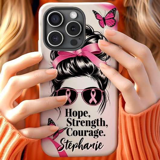 Brustkrebs Bewusstsein Hoffnung Kraft Mut Case-Mate iPhone Hülle