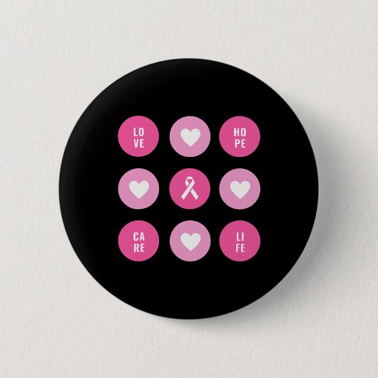 Brustkrebs-Bewusstsein Hört Hoffnung Button (Vorderseite)
