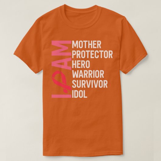 Brustkrebs-Bewusstsein Ich bin Mutter Heldin Warri T-Shirt (Design vorne)