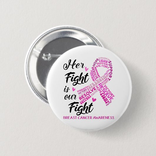 Brustkrebs-Bewusstsein Ihr Kampf ist mein Kampf Button (Vorne & Hinten)