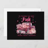 Brustkrebs-Bewusstsein im Oktober tragen wir rosa  Postkarte (Vorne/Hinten)