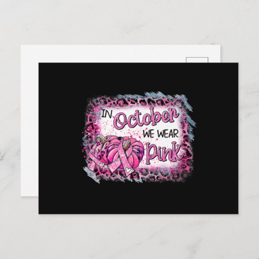Brustkrebs-Bewusstsein im Oktober tragen wir rosa Postkarte (Vorne/Hinten)