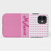 Brustkrebs-Bewusstsein iPhone Monogramm-Rosa Case-Mate iPhone Hülle (Rückseite (Horizontal))