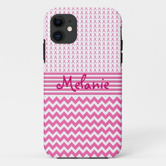 Brustkrebs-Bewusstsein iPhone Monogramm-Rosa Case-Mate iPhone Hülle (Rückseite)