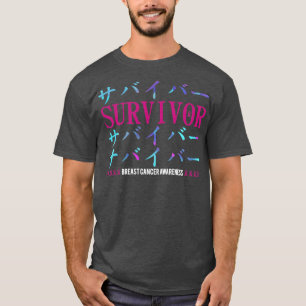 Brustkrebs-Bewusstsein Japanische Überlebende Pink T-Shirt