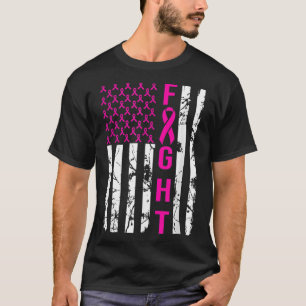 Brustkrebs-Bewusstsein Kämpfen Amerikanische Flagg T-Shirt
