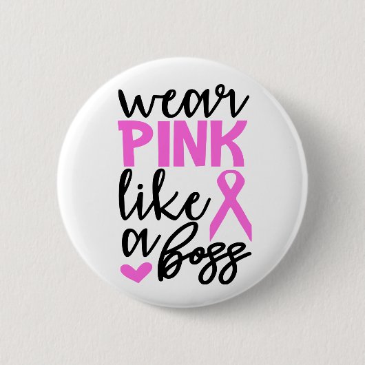 Brustkrebs-Bewusstsein Kämpfen rosa Schleife Button (Vorderseite)