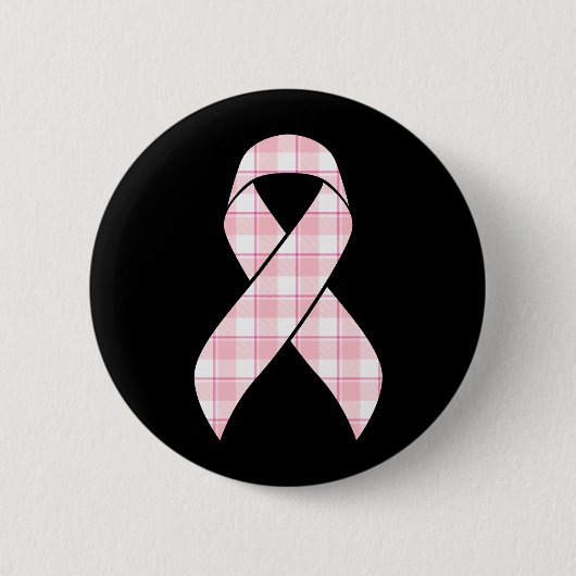 Brustkrebs-Bewusstsein Kariert Pink Ribbon Button (Vorderseite)