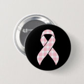 Brustkrebs-Bewusstsein Kariert Pink Ribbon Button (Vorne & Hinten)