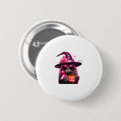 Brustkrebs-Bewusstsein KatzenHalloween Rosa Band Button (Vorne & Hinten)