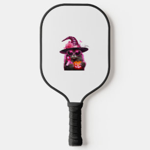 Brustkrebs-Bewusstsein KatzenHalloween Rosa Band Pickleball Schläger