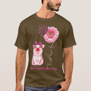 Brustkrebs-Bewusstsein Kostüm Daisy Ribbon Pig 3 T-Shirt