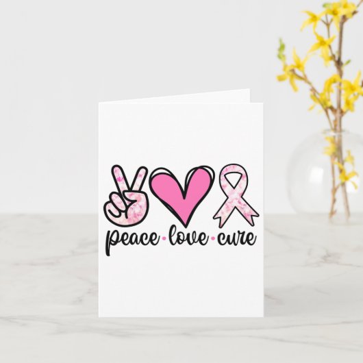 Brustkrebs-Bewusstsein Kostüm Pink Peace Liebe Cu Karte (Gelbe Blume)