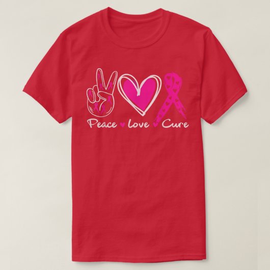 Brustkrebs-Bewusstsein Kostüm Pink Peace Liebe Cu T-Shirt (Design vorne)